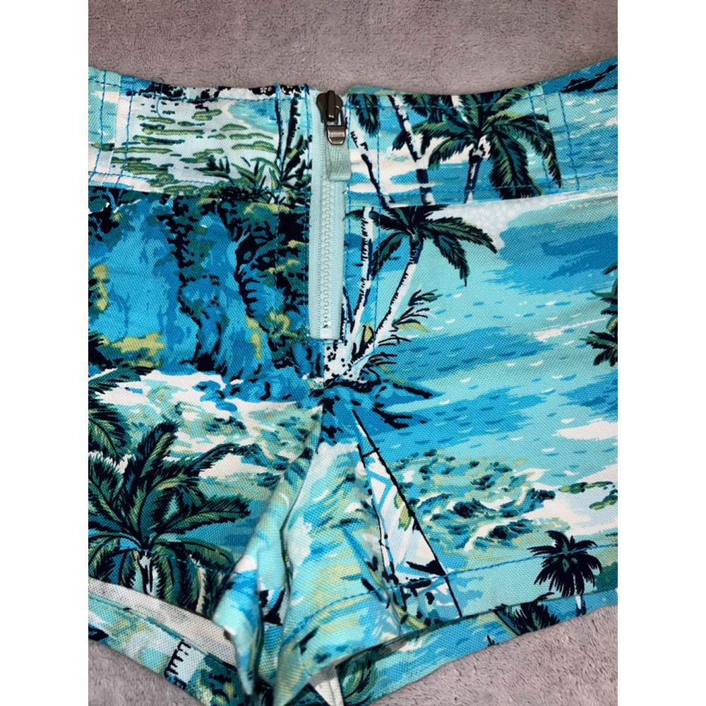 VTG EXPRESS Blue Green Palm Tree low rise Shorts Juniors 3 - Picture 7 of 8